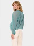 Saint Tropez Jacelyn Sheer Ruffle Detail Top, Sagebrush Green