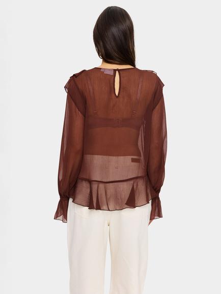 Saint Tropez Labelle Sheer Blouse - view 2, Chocolate Fondant