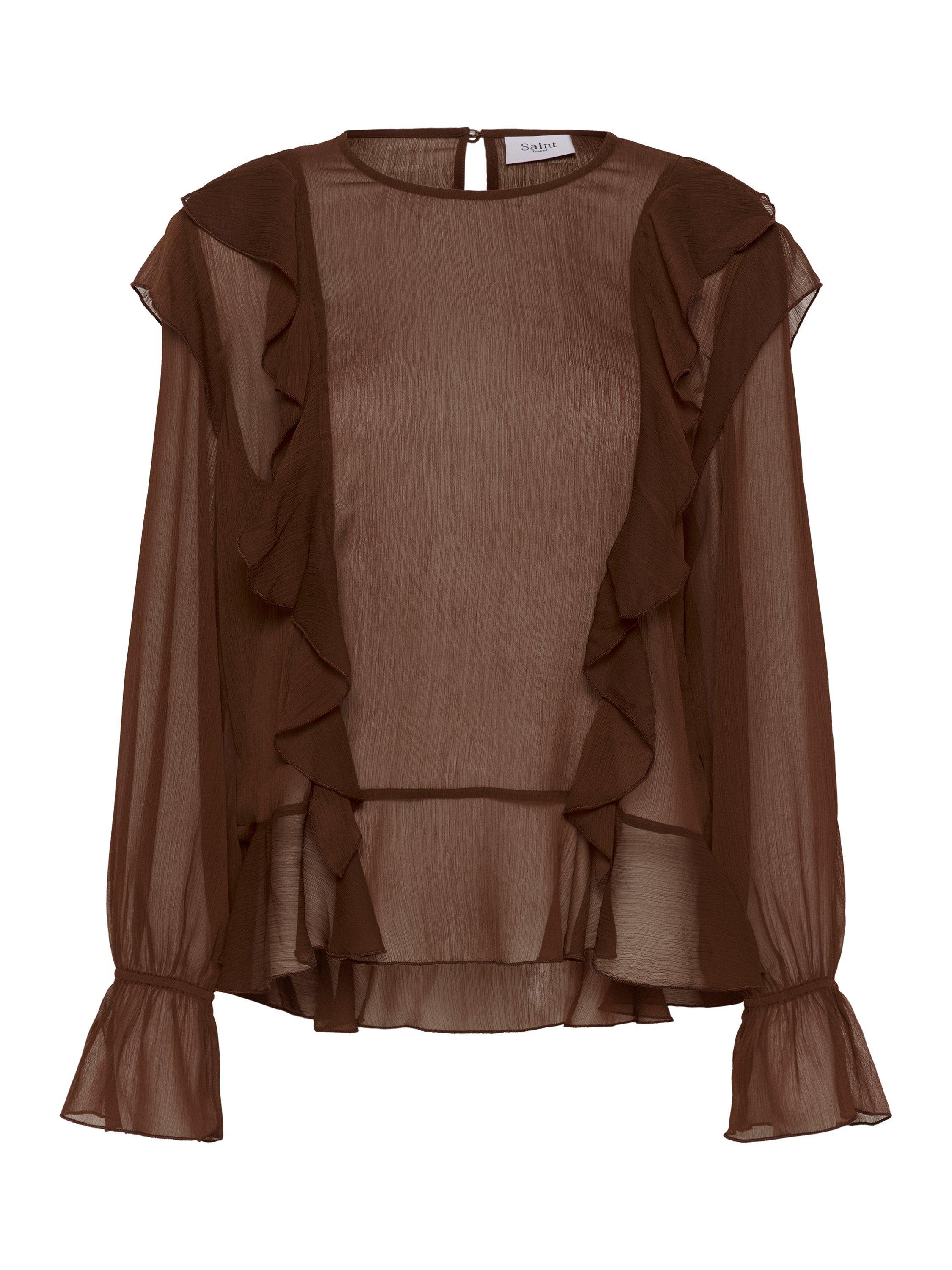Product image 5 of 6, which shows Saint Tropez Labelle Sheer Blouse, Chocolate Fondant, XXL