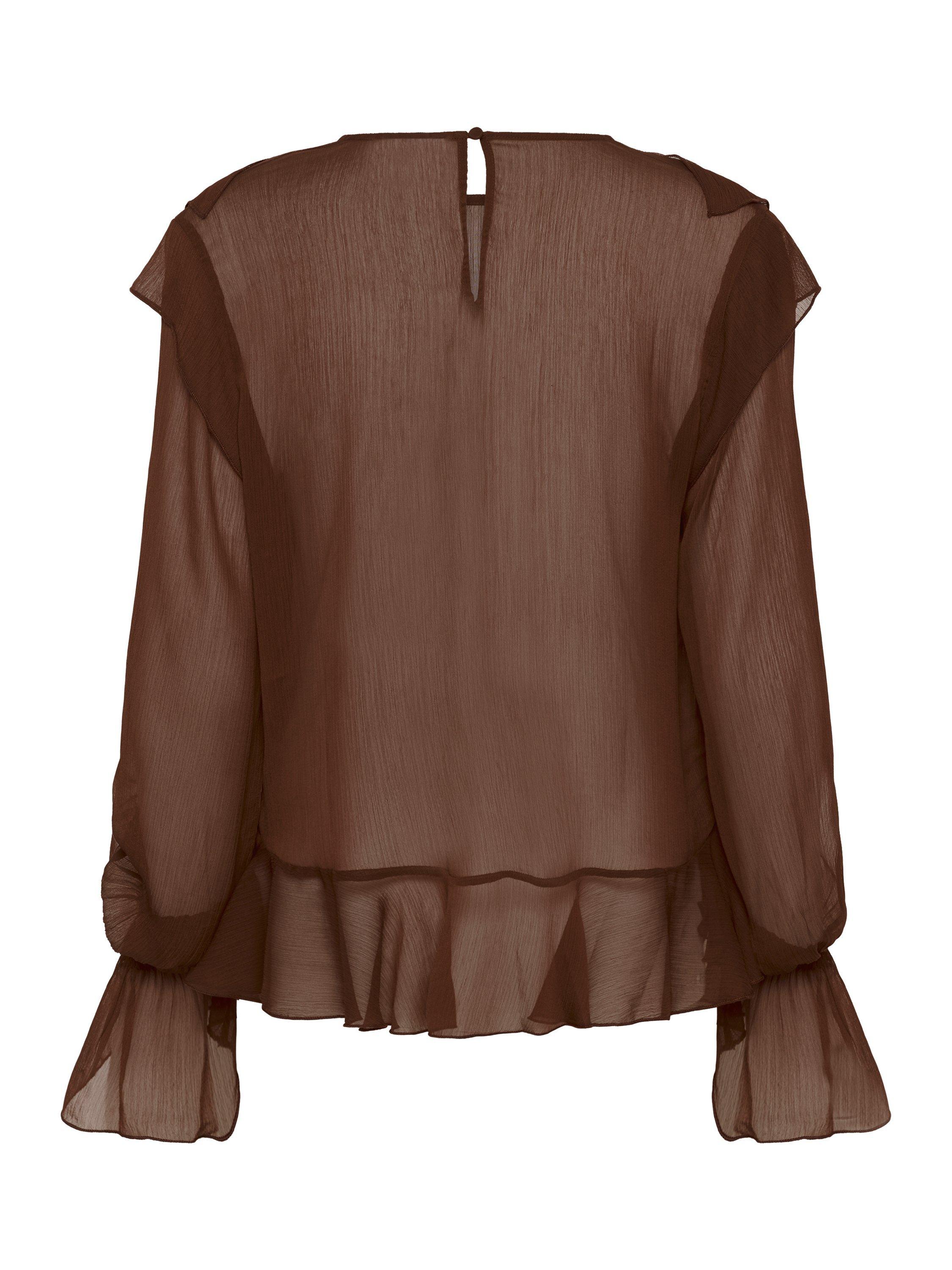 Product image 6 of 6, which shows Saint Tropez Labelle Sheer Blouse, Chocolate Fondant, XXL