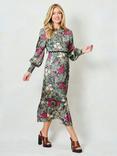 Hope & Ivy The Bramble Floral Midi Dress, Green/Multi