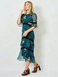 Hope & Ivy The Jemima Floral Tiered Dress, Green/Multi