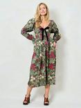 Hope & Ivy The Mildred Floral Midi Dress, Green/Multi