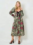 Hope & Ivy The Mildred Floral Midi Dress, Green/Multi