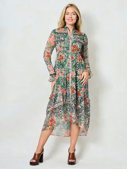 Hope & Ivy x The William Morris Society The Robin Floral Dress, Green/Multi, Green/Multi