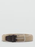 Mango Stretch Fabric Belt, Light Beige