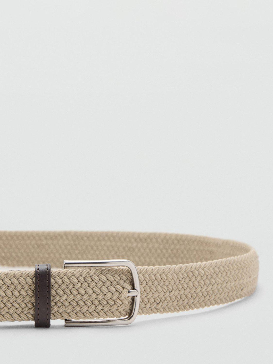 Product image 3 of 3, which shows Mango Stretch Fabric Belt, Light Beige, 40