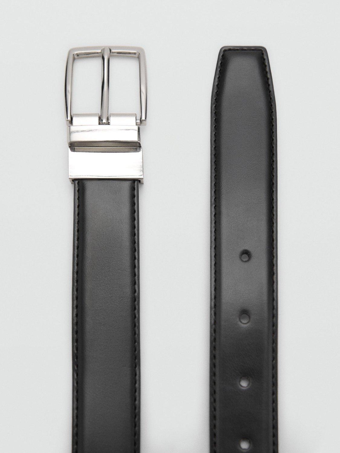 Product image 3 of 5, which shows Mango Emili Leather Belt, Black, 36