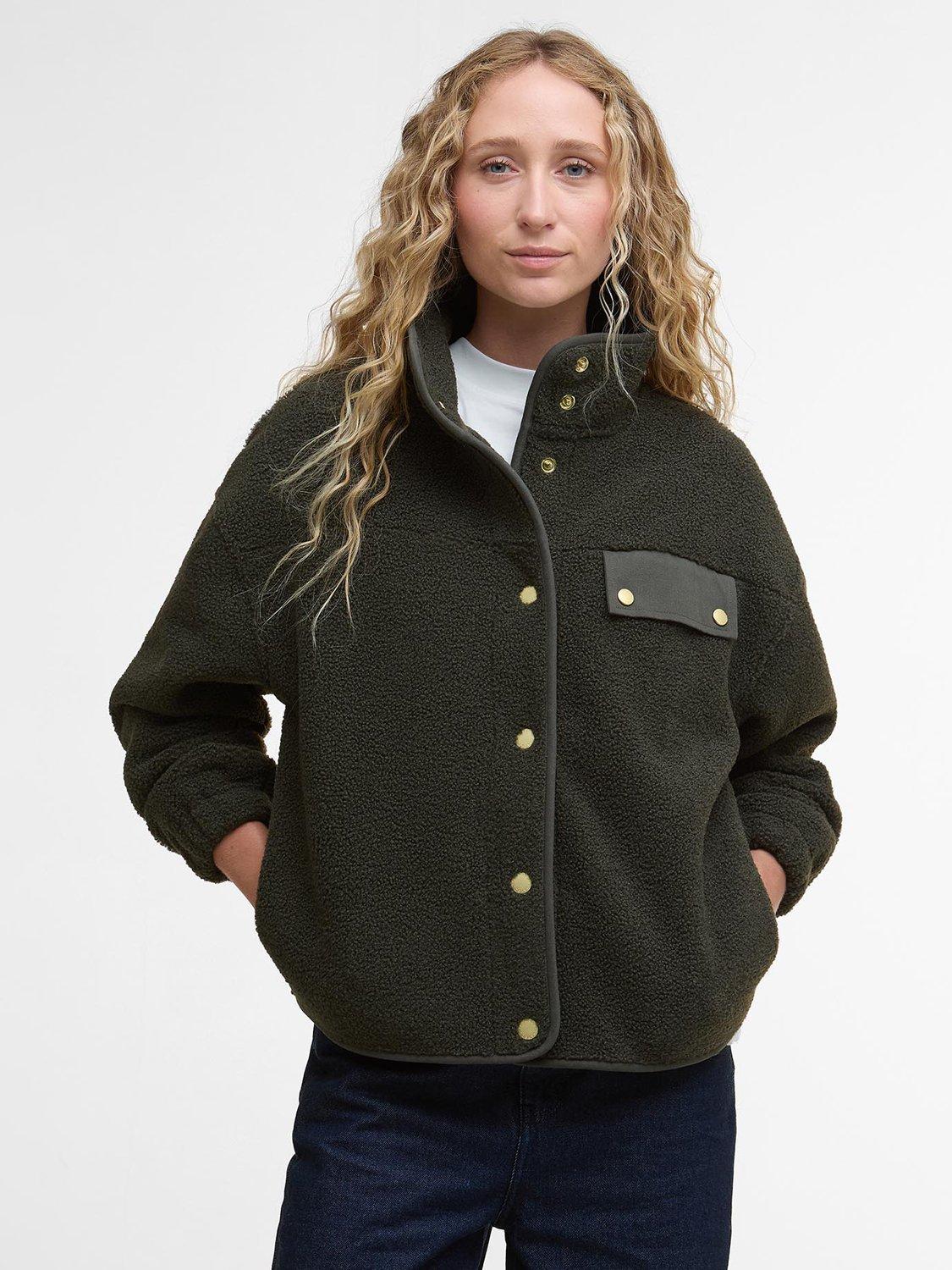 Barbour Mabel Funnel Neck Fleece, Dark Olive