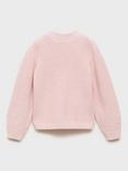 Mango Kids' Rosalie Knitted Cotton V-Neck Cardigan, Light Pastel Pink