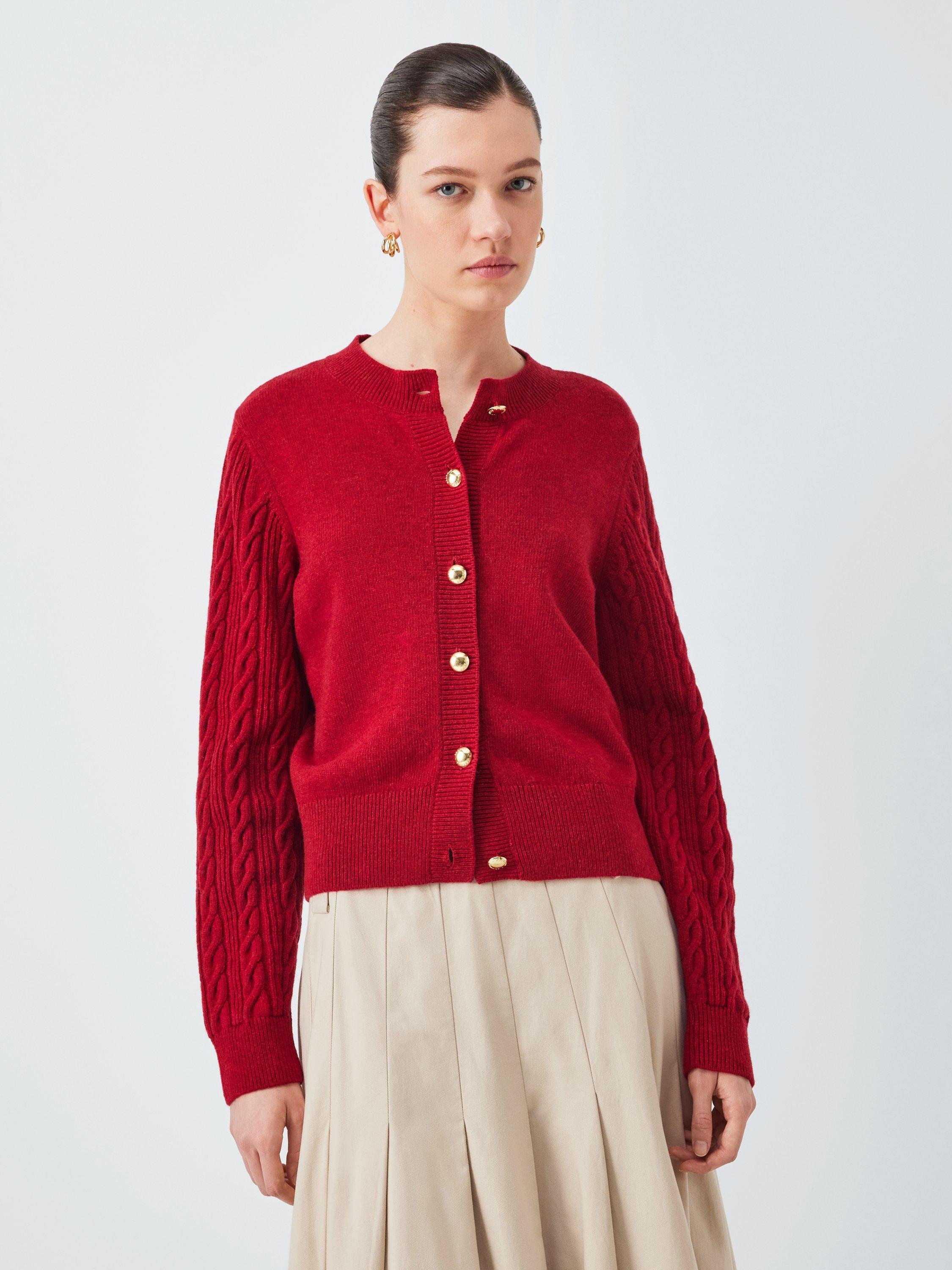 Product image 1 of 6, which shows Barbour Hixon Wool Blend Cardigan, Red, 6