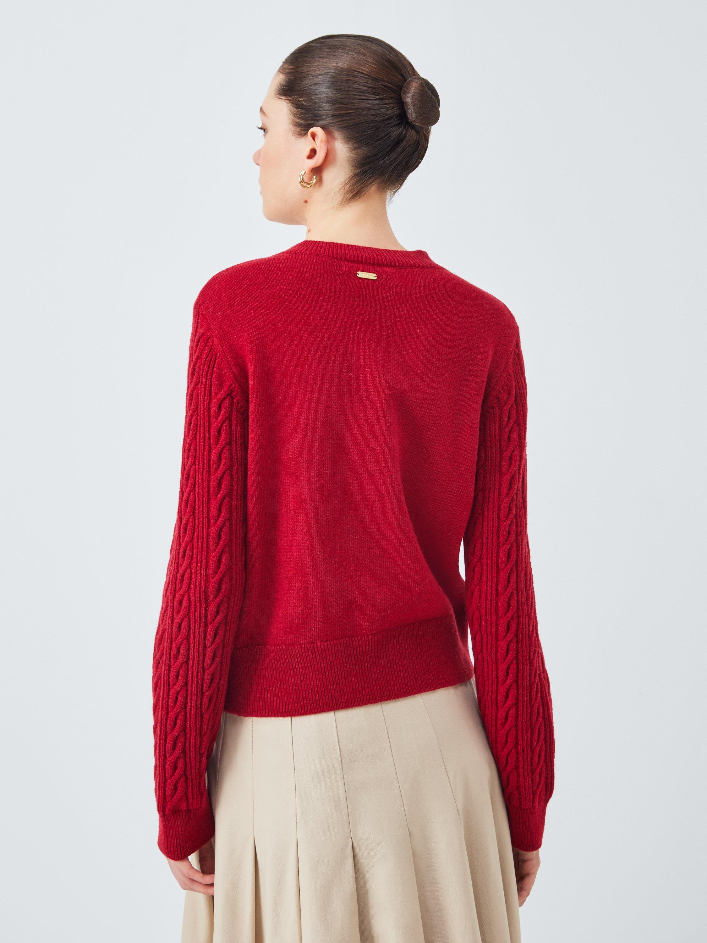 Product image 2 of 6, which shows Barbour Hixon Wool Blend Cardigan, Red, 6