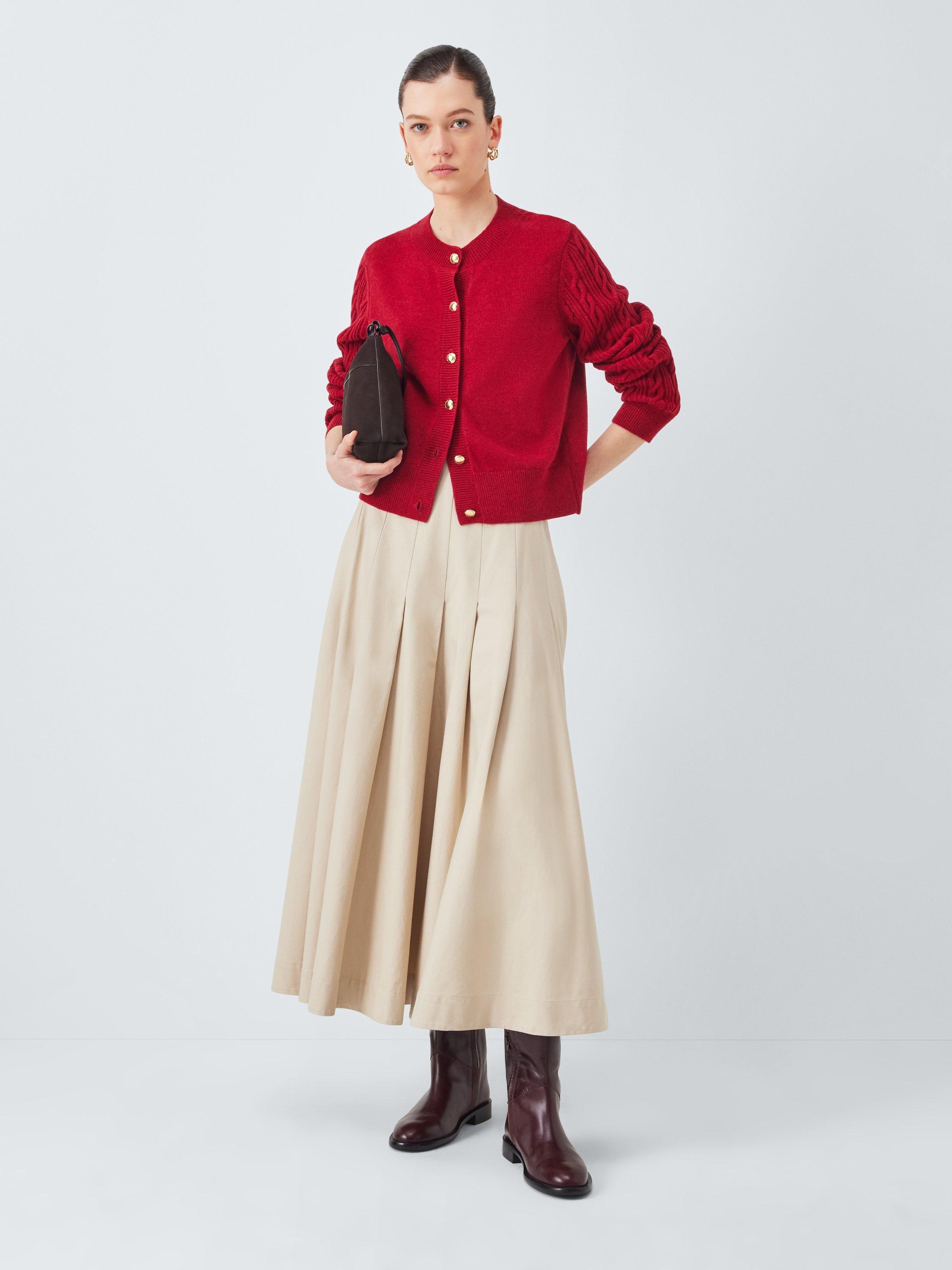 Product image 3 of 6, which shows Barbour Hixon Wool Blend Cardigan, Red, 6