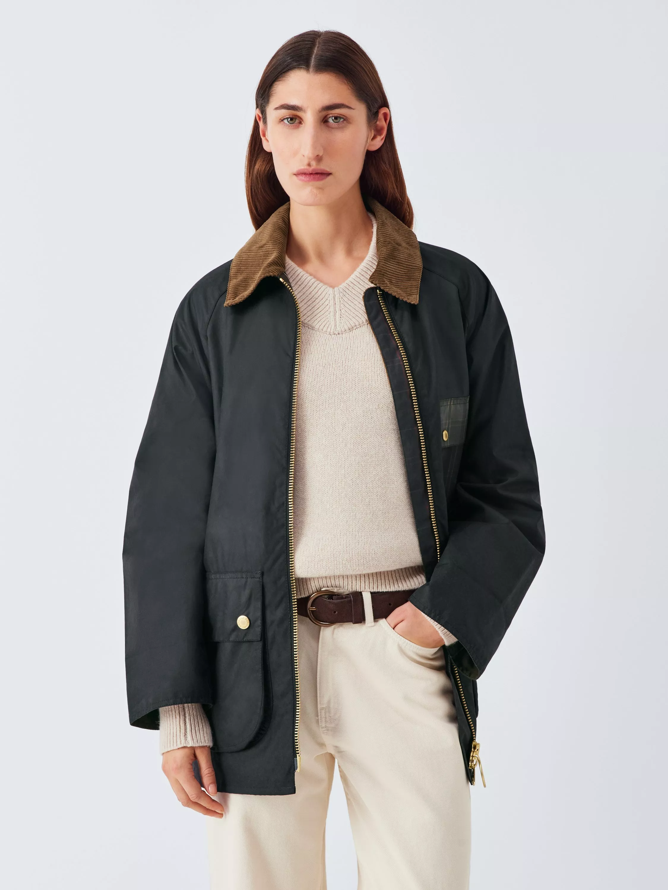 Barbour Earlston Waxed Jacket, Black/Multi