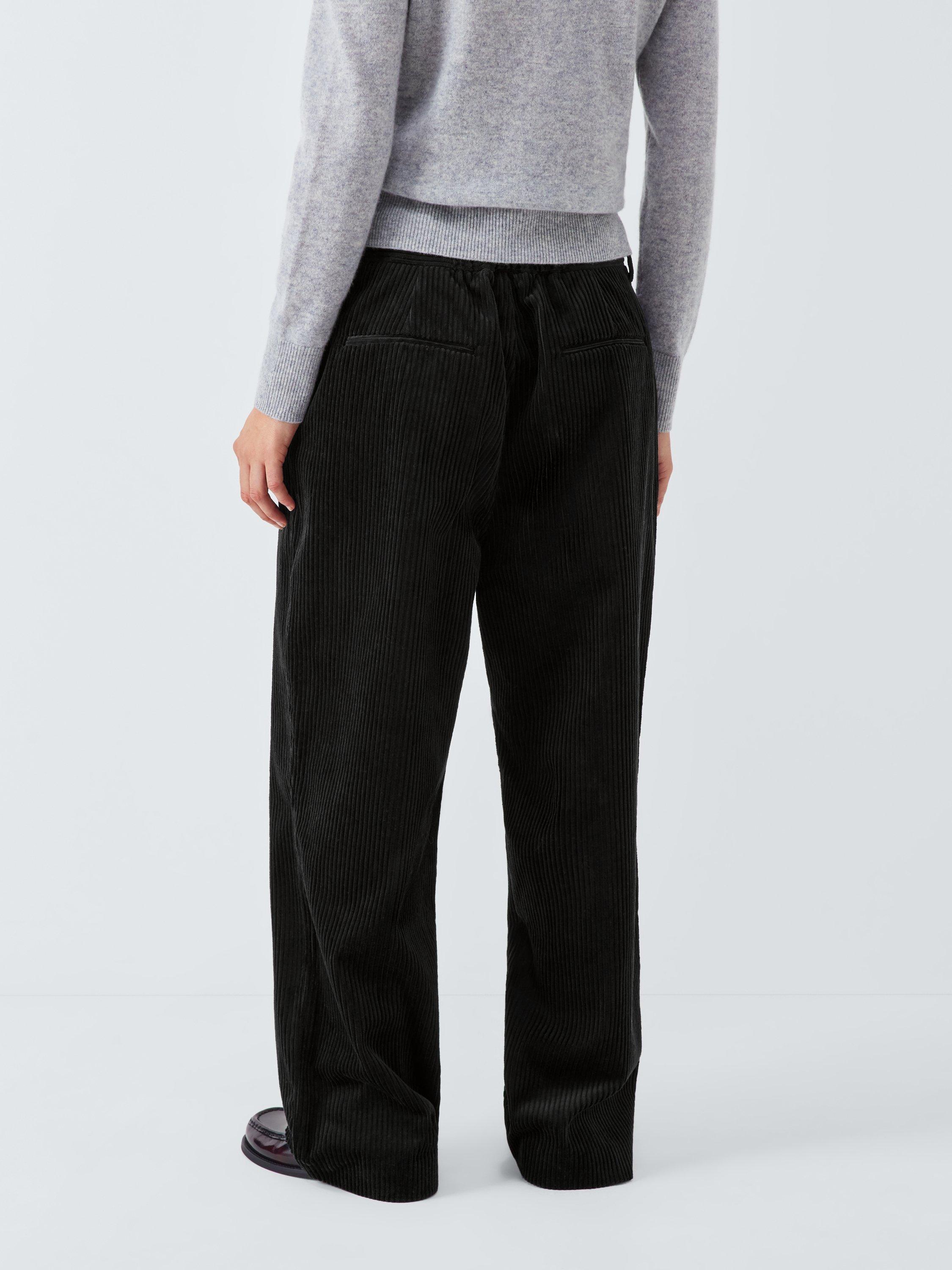 Product image 2 of 6, which shows Barbour Lanton Wide Leg Trousers, Black, 6