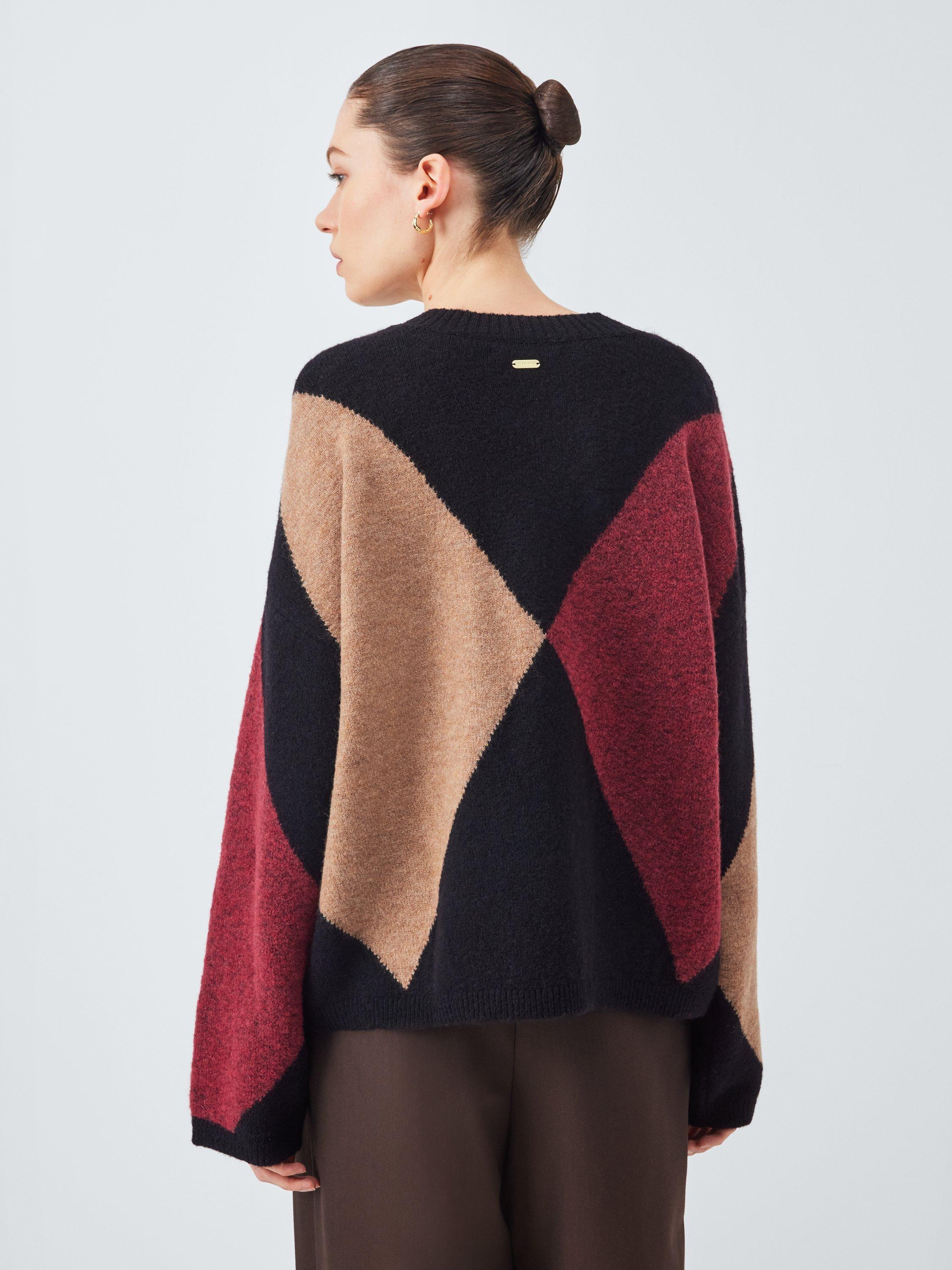 Product image 2 of 6, which shows Barbour Sabrina Diamond Wool Blend Knit Jumper, Black/Multi, 6