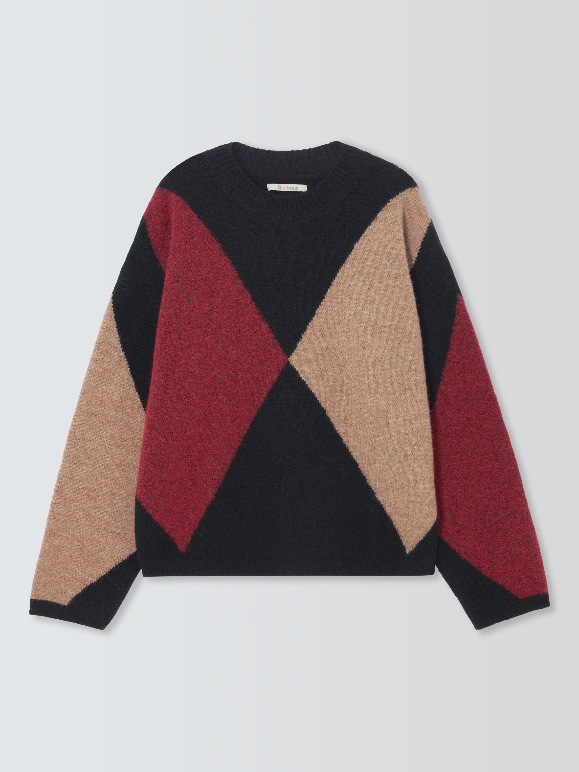 Product image 4 of 6, which shows Barbour Sabrina Diamond Wool Blend Knit Jumper, Black/Multi, 6