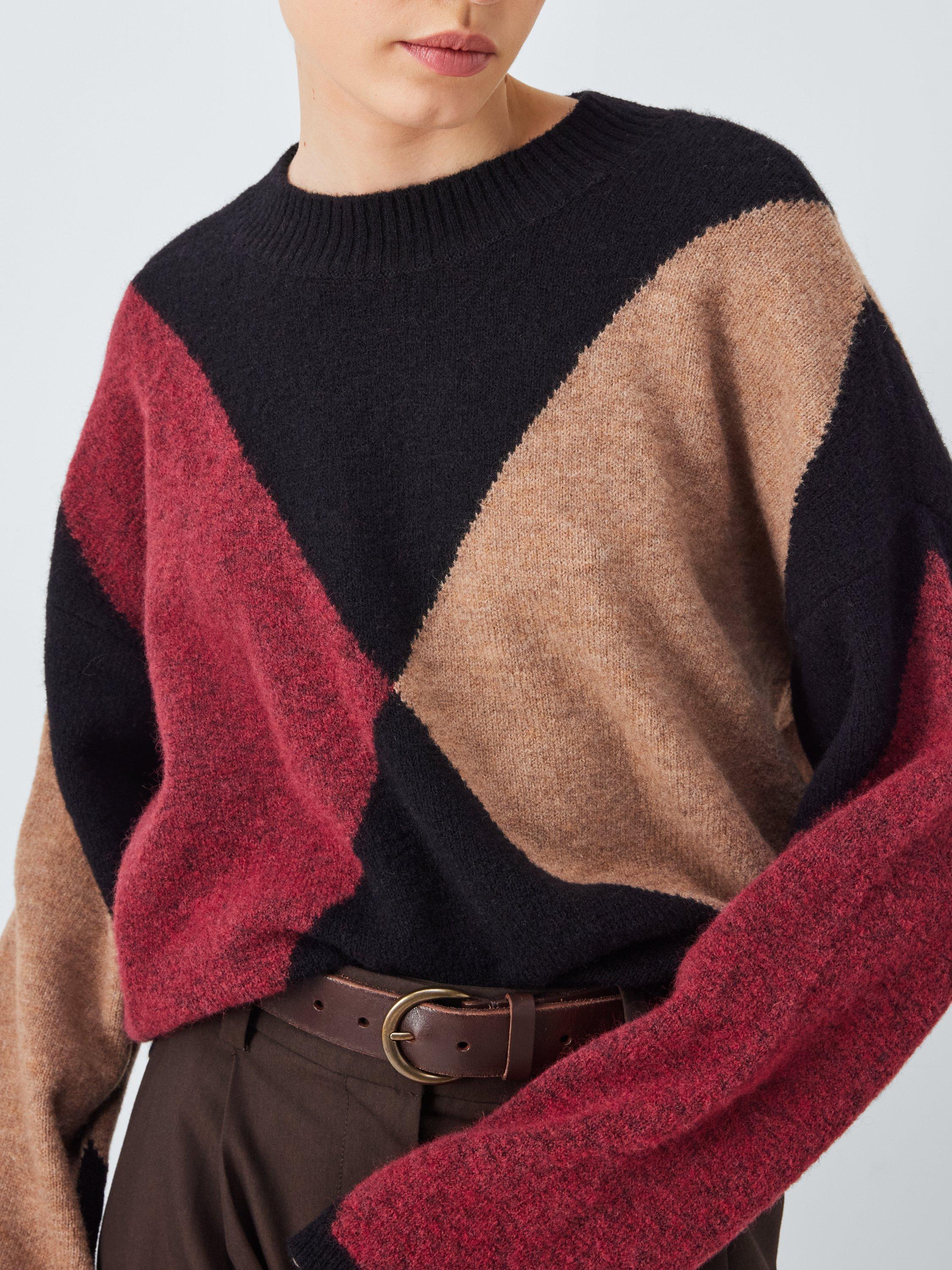 Product image 6 of 6, which shows Barbour Sabrina Diamond Wool Blend Knit Jumper, Black/Multi, 6