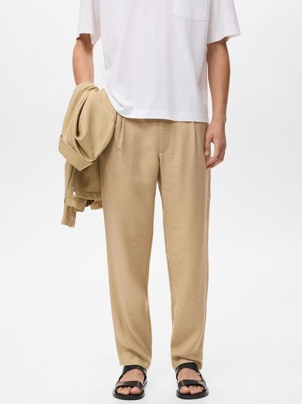 Mango Vulcano Tapered Chinos, Light Beige