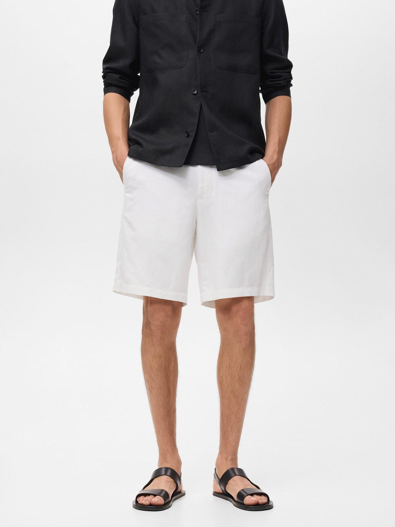 Product image 1 of 8, which shows Mango Banarea Knee Length Shorts, Natural White, 30