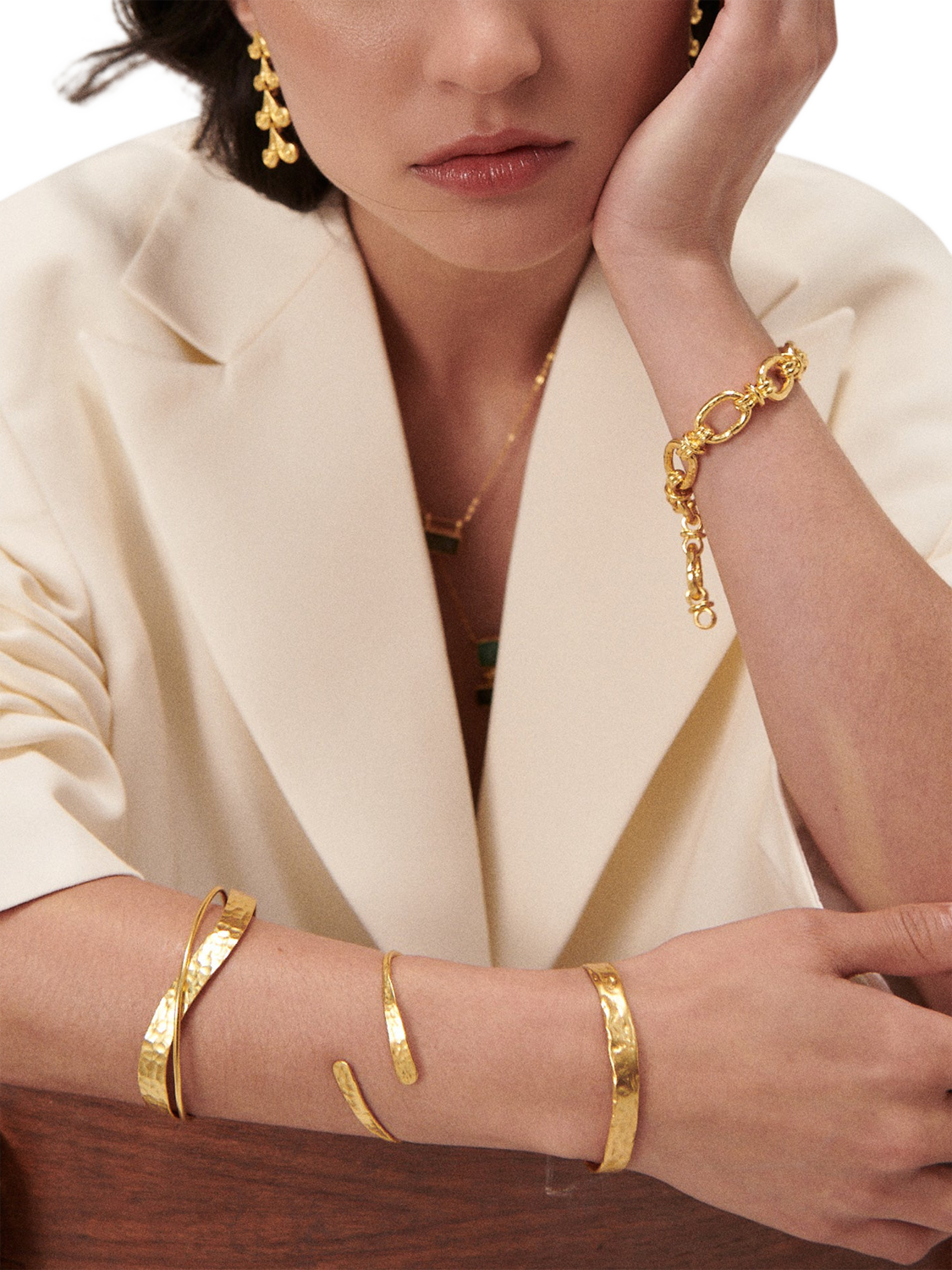 Product image 2 of 7, which shows Ottoman Hands Zehra Chain Bracelet, Gold, One Size