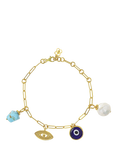 Ottoman Hands Cornicello Evil Eye Charm Bracelet, Gold