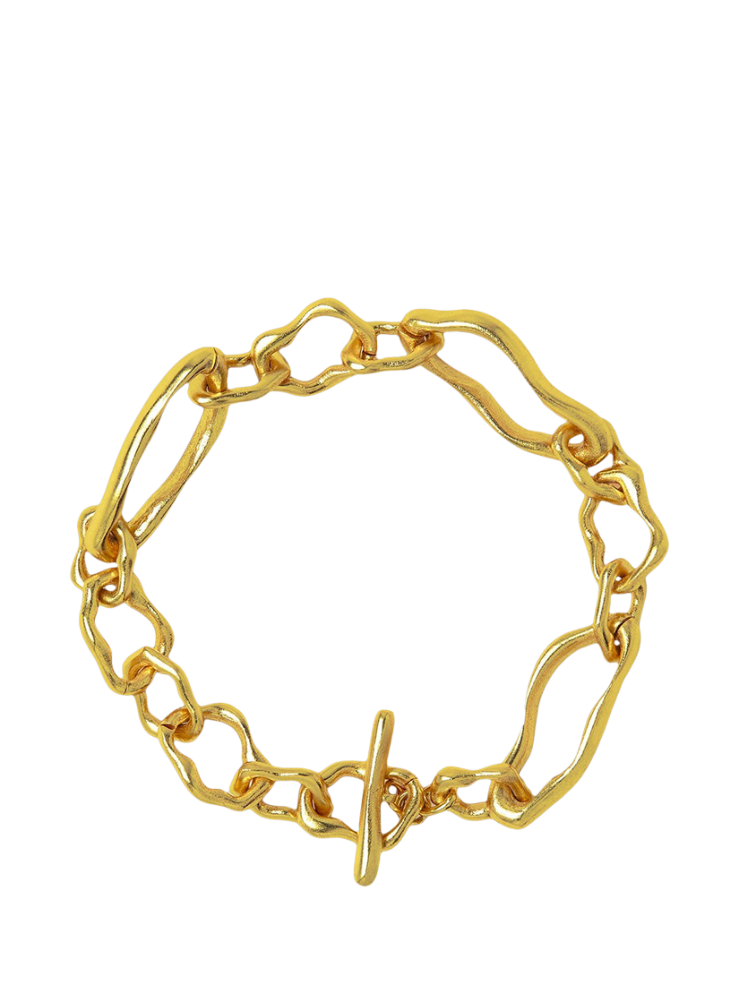 Product image 1 of 4, which shows Ottoman Hands Etta T-Bar Link Chain Bracelet, Gold, One Size
