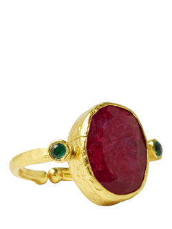 Ottoman Hands Lucia Oval Ruby Cocktail Ring, Gold, Gold