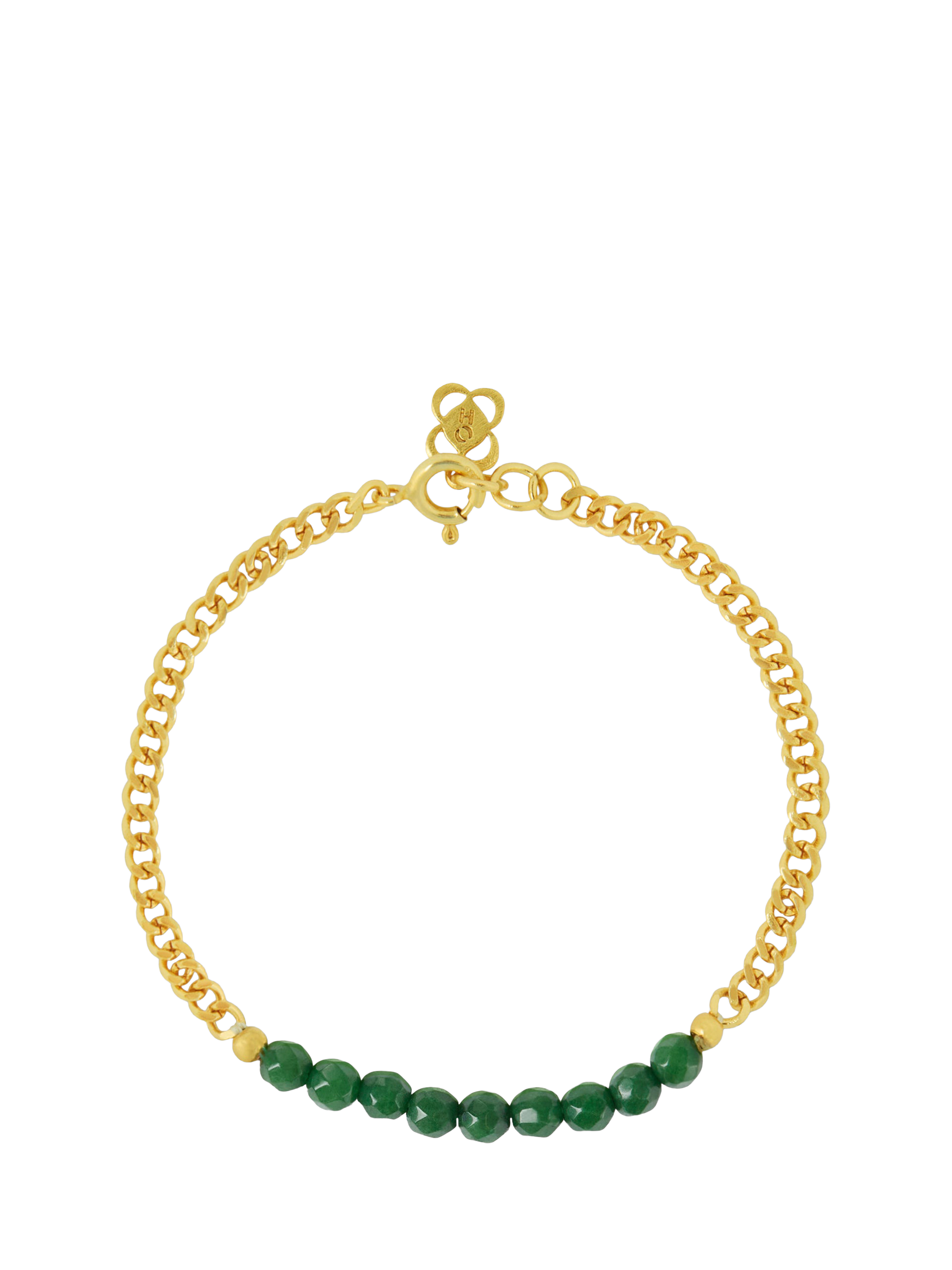 Product image 1 of 4, which shows Ottoman Hands Margot Beaded Jade Bracelet, Gold, One Size