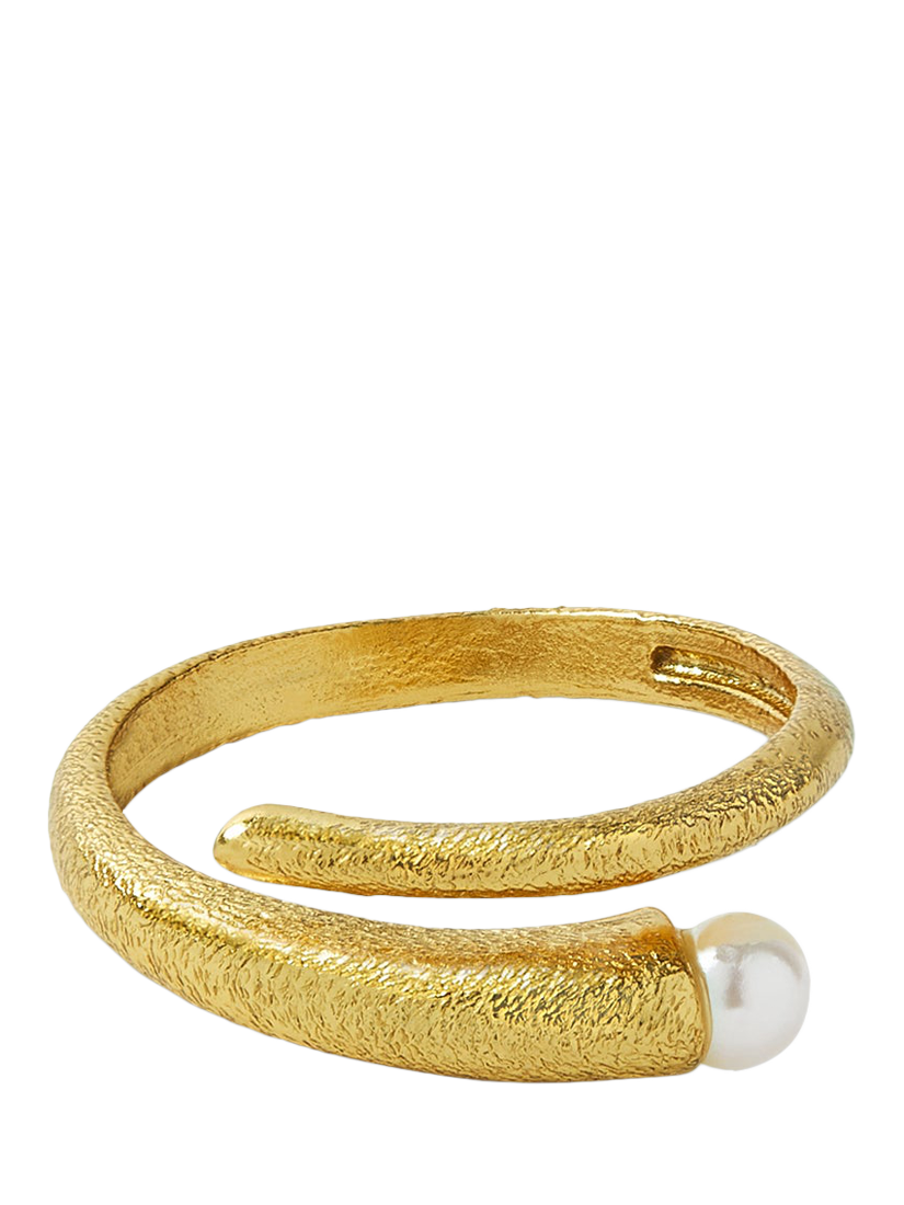 Product image 1 of 6, which shows Ottoman Hands Avalon Swirl Pearl Ring, Gold, One Size