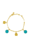 Ottoman Hands Amore Turquoise Charm Chain Bracelet, Gold