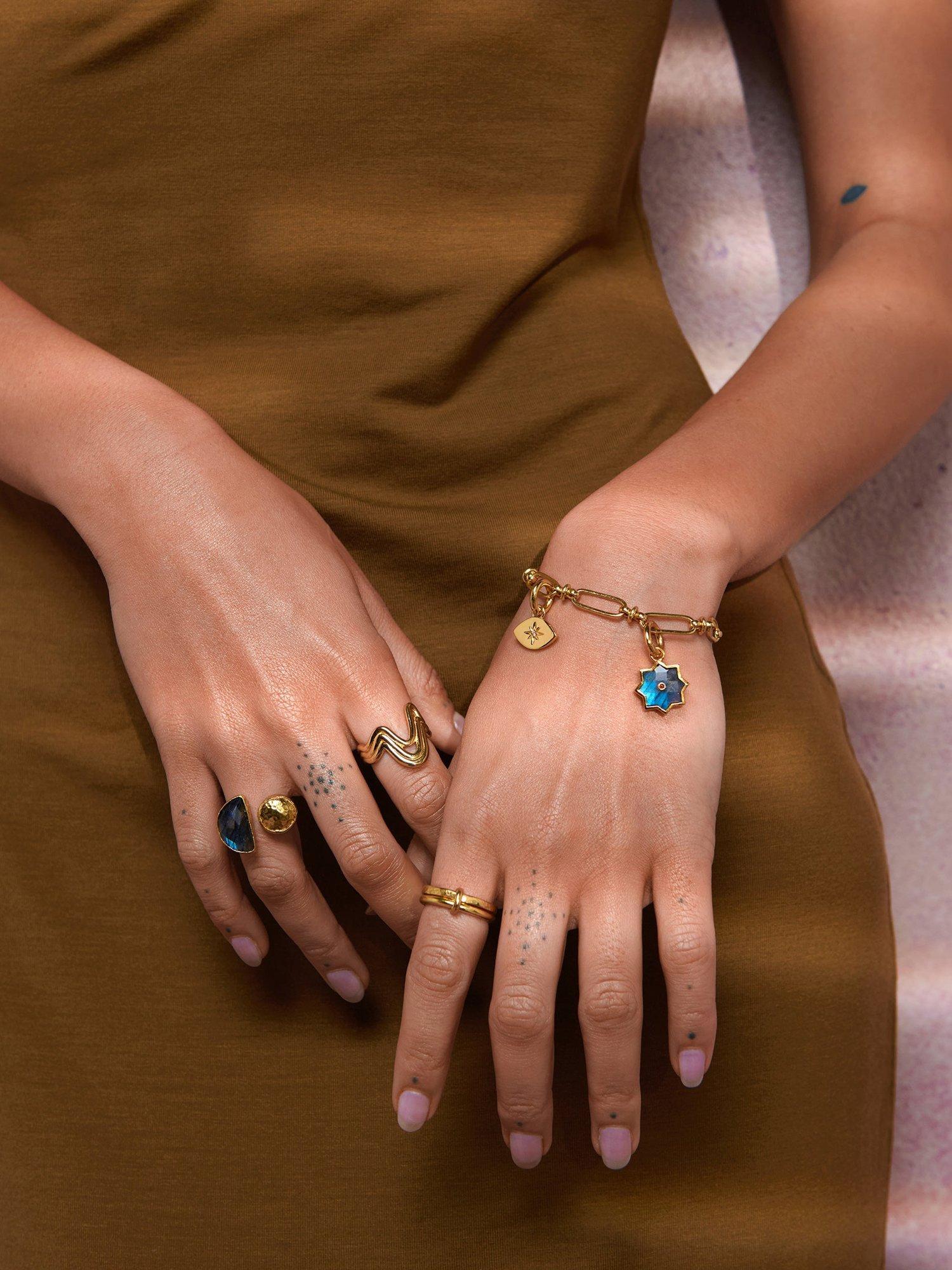 Product image 2 of 4, which shows Ottoman Hands Essential Charm Link Chain Bracelet, Gold, One Size