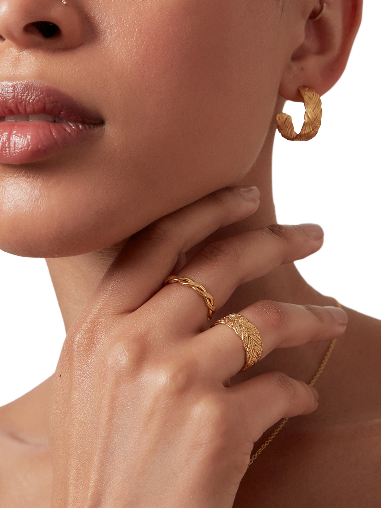 Product image 2 of 4, which shows Ottoman Hands Blair Twist Chain Ring, Gold, One Size