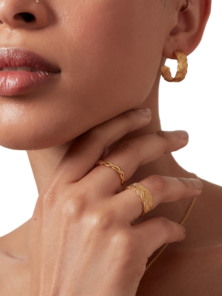 Ottoman Hands Blair Twist Chain Ring, Gold - view 2, Gold