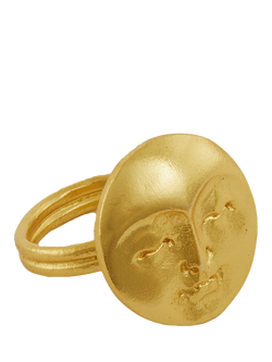 Ottoman Hands Moon Face Ring, Gold, Gold