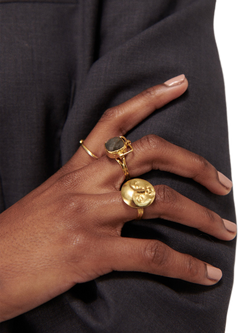 Ottoman Hands Moon Face Ring, Gold - view 2, Gold