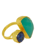 Ottoman Hands Avery Lapis and Aqua Chalcedony Cocktail Ring, Gold