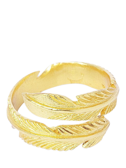 Ottoman Hands Feather Wrap Ring, Gold, Gold