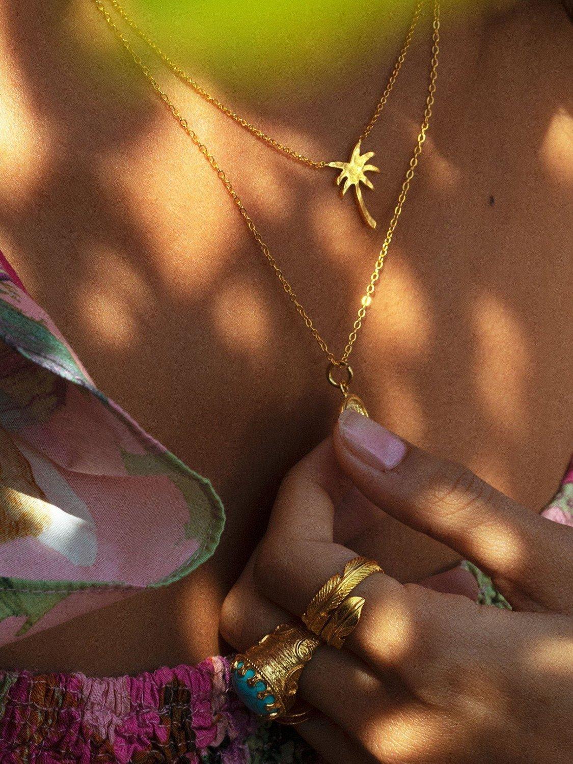 Product image 2 of 5, which shows Ottoman Hands Feather Wrap Ring, Gold, One Size