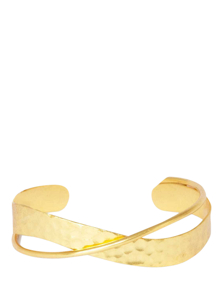 Ottoman Hands Evenness Textured Bracelet, Gold, Gold
