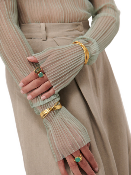 Ottoman Hands Evenness Textured Bracelet, Gold - view 2, Gold