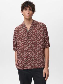 Mango Short Sleeve Paisley Print Shirt, Dark Red, Dark Red