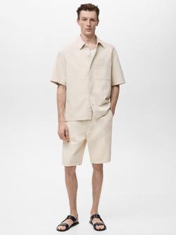 Mango Guido Cotton Linen Blend Shirt - view 2, Light Beige