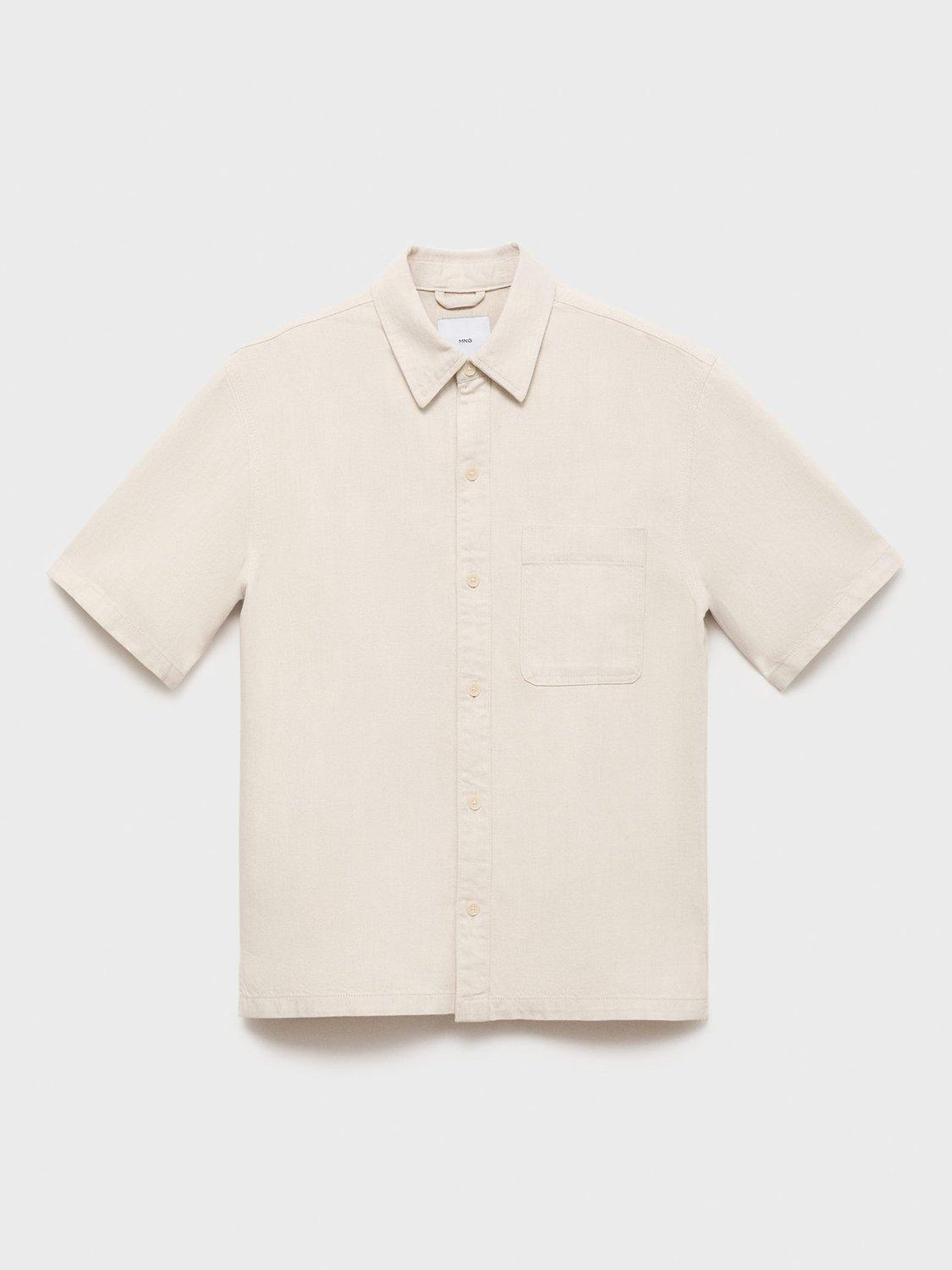 Product image 3 of 8, which shows Mango Guido Cotton Linen Blend Shirt, Light Beige, S
