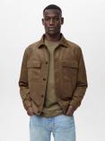 Mango Zonza Button Front Shirt Jacket, Green/Khaki