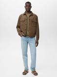 Mango Zonza Button Front Shirt Jacket, Green/Khaki
