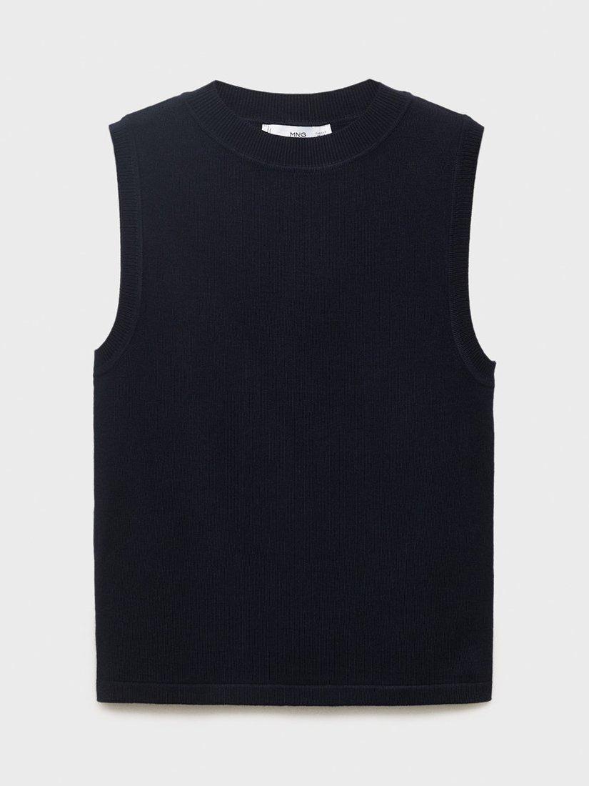 Product image 3 of 9, which shows Mango Almibi Sleeveless Knit Top, Navy, M