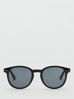 Mango Porter Round Tinted-Lens Sunglasses, Black