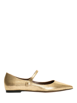 Anonymous Copenhagen Fifi Cracked Leather Mary Janes, Gold, Gold