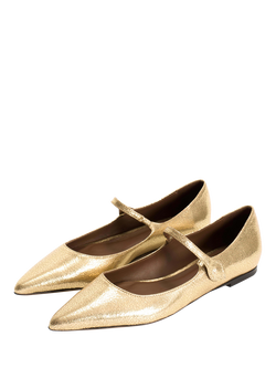 Anonymous Copenhagen Fifi Cracked Leather Mary Janes, Gold - view 2, Gold